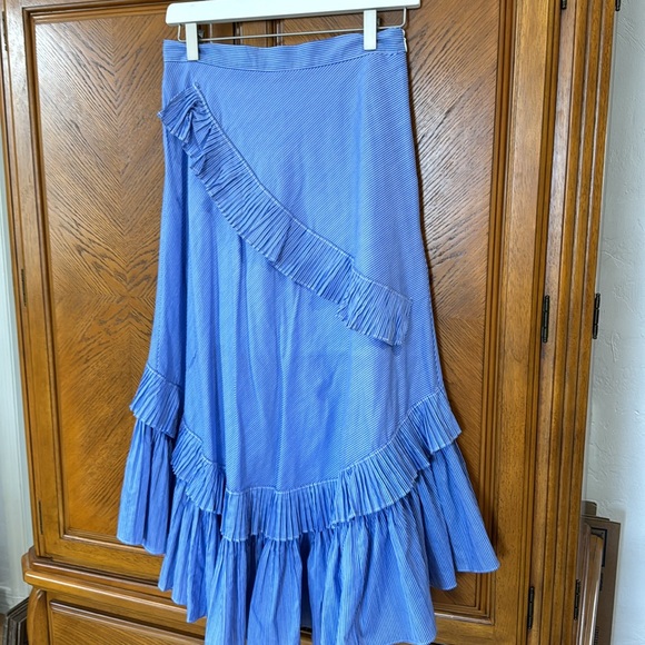 Chicwish  RUFFLE TIERED FRILL HEM SKIRT IN BLUE STRIPES, size S - Picture 12 of 17